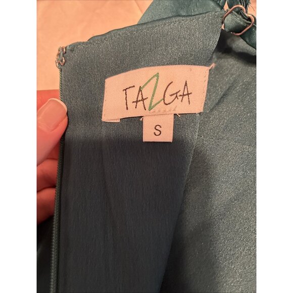 Tazga Australia Solid Dark Teal Blue Satin Slip Tank Long Dress Small - Picture 3 of 4